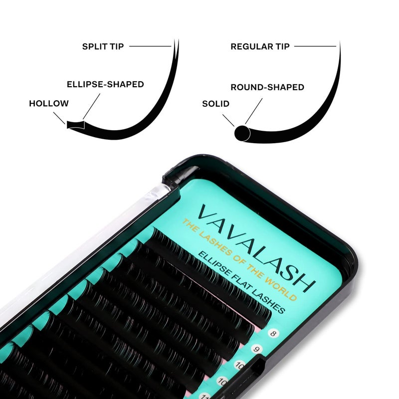 VAVALASH Ellipse Eyelash Extensions Flat Eyelash Extension Lightweight Lashes Matte Black Lashes Extensions(C-0.2-8mm) - Image 2